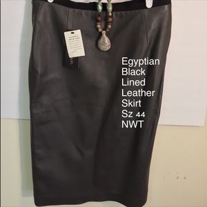 Marie Louise Egyptian Black Leather Pencil Skirt44
